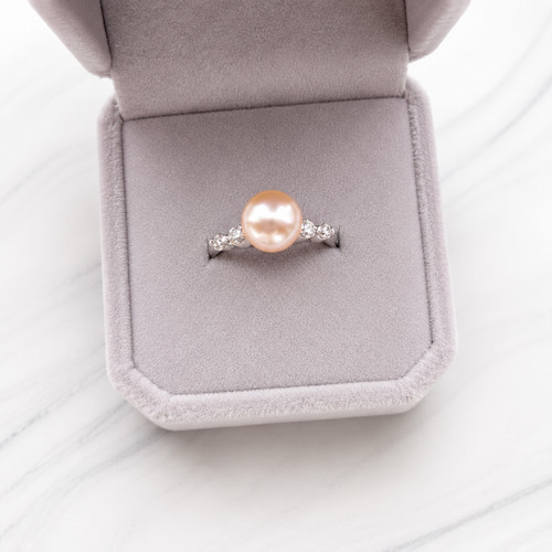 8mm real pearl ring with - ring,