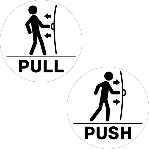 Push pull door sign stickers - push,