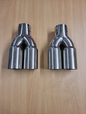 Twin Exit Tail Pipes, Exhaust Tips, Stainless Steel, Unused, Universal Fit X2