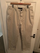 Musto Men's Beige Chino Trousers, Straight Fit, 38R W38 L30, 100% Cotton Twill