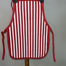 100% Cotton Apron Toddler  New  Cooking/Painting. Red & White Candy Stripe