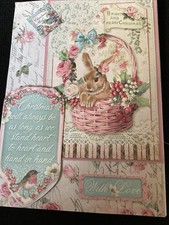 The Cutest Rabbit Large Vintage Style Christmas Card. Handmade In UK