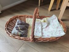 Vintage Antique Dolls Wicker Basket Bed Cot Display For Porcelain Doll 1970 / 80