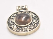Vintage Sterling Silver 925 Amber Ornate Necklace Pendant