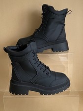 River Island Women's Lace Up Boots with Side Zip Black Size UK 5 BRAND NEW