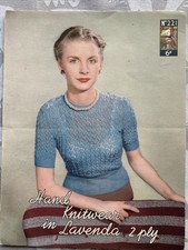 Vintage Lavenda No.221 Knitting Pattern 1940s Lace Jumper 34” Zigzag Women