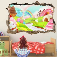 Fairy Cake Sweet Land Wall Art Stickers Mural Decal Kids Rainbow Cupcakes ER26