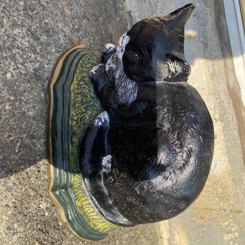 Painted cast iron cat doorstop - painted,