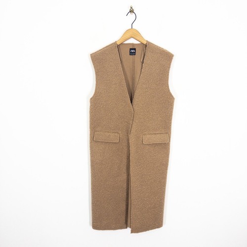 Zara bouclé long vest jacket - long,