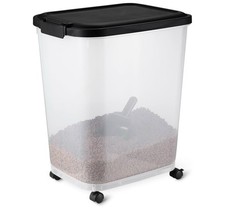 Amazon Basics 15.8kg Pet Food Storage Container Transparent Black Bin
