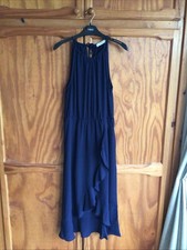 Ladies Oasis Navy Blue Dip Hem Dress Size 12