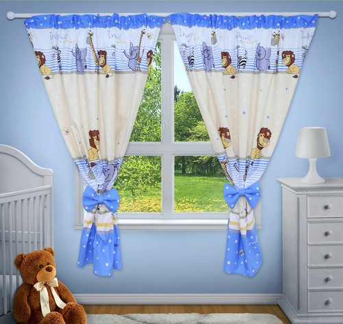 Safari blue nursery curtains - safari,