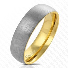 Titanium Domed Brushed 2-Tone Band Ring Gold-Rose Gold Plated Engravable