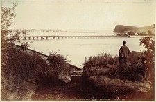 Shaldon bridge, Teignmouth Devon. Rare 1880s albumen photograph