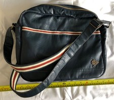 DUNLOP Vintage Faux Leather Blue Sports Shoulder Bag 1980's & Adjustable Strap