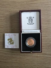 1990 Gold Proof Full sovereign With Box and COA