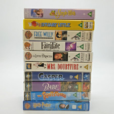 X10 VHS Video Bundle Family Classics, Free Willy/Flintstones/Casper/Babe + More