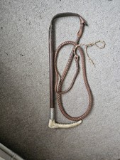 Swaine Silver Hallmarked Leather Hunting Whip With Lash