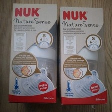 NUK Nature Sense 150ml Baby Bottle Silicone Teat S-Flow  Temperature Control New