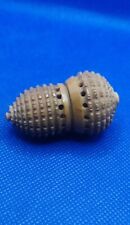 Antique 19th Century Carved  Nut Vegetable Ivory Acorn Thimble Nutmeg Case Box.