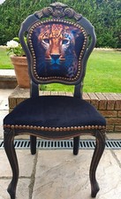 Shabby Chic French Style Bedroom Dining Accent Chair with Mr Tiger print