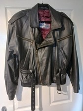 UNISEX C&A  New Fast 80s BRANDO Black lambs Leather Biker Jacket  UK16