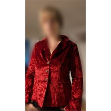 Ladies burgundy red faux velvet feel steam punk fancy dress jacket 20s Halloween