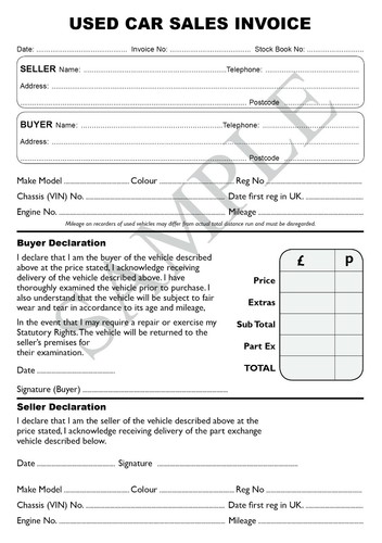 Used car sales invoice - used,