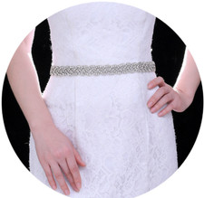 UK BRIDAL WEDDING SASH BELTS with Silk Ribbon Ivory Silver Dress Waistband Party