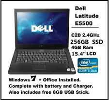 CHEAP Dell Laptop Fast 2.40Gz 256GB SSD Windows 7 Office WiFi DVD 16GB USB 15.4"