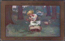Will-o the Wisp tunes his pipe to the Wind Song - 1918  postcard by Sybil Barham