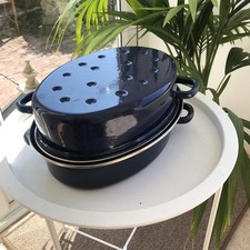 Vintage Large Blue Enamel Self