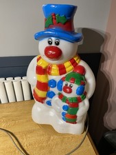 Vintage Blow Mold Snowman Christmas Decoration 23" Tall
