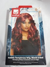 New - Womens - Smiffys - Black& Red Gothic Temptress Wig