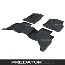 FRONT & REAR FLOOR MAT SET BLACK FOR TOYOTA HILUX MK8 DOUBLE CAB AUTOMATIC 2015+