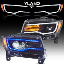For 2011-13 Jeep Grand Cherokee VLAND Projector Full LED Headlights DRL Startup