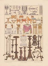 Greek Hellenes Antique Furniture LITHOGRAPH from 1883