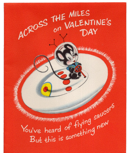 Vintage valentine card mouse - vintage,