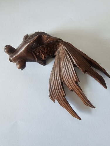 Koi fish hand carved - carved, wooden