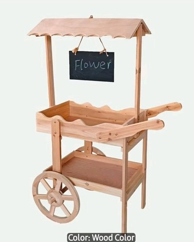 Brown wooden plant trolley - plant,