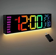 HAITANG 16.2" Large Digital Wall Clock Remote control Big Led Dual Alarm RRP£36