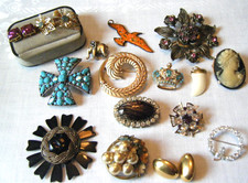 Antique lot 19 Edwardian & 30-40s Jewelry Wear Repair Scrap some signed