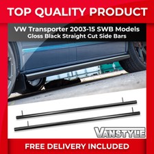 FITS VW T5 T5.1 TRANSPORTER 03-15 SWB 60MM STRAIGHT CUT BLACK STEEL SIDE BARS