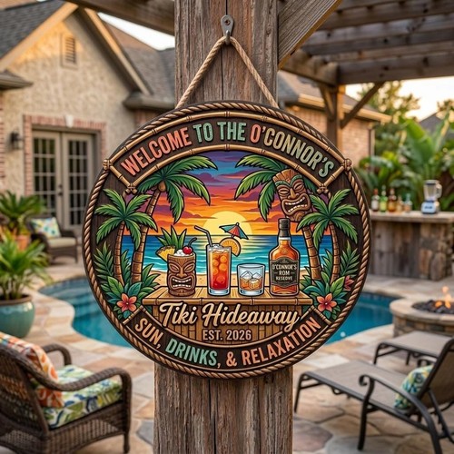 Personalized tiki lounge - personalized, sign