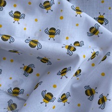 Yellow bee polycotton - yellow, fabric