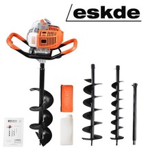 eSkde Petrol Earth Auger Post Hole Borer + 3 Drill Bits + Extension 52cc Engine