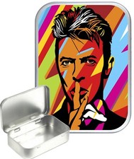 Bowie Small Silver Hinged Gift Tin, 30ml Hinged Tobacco Tin