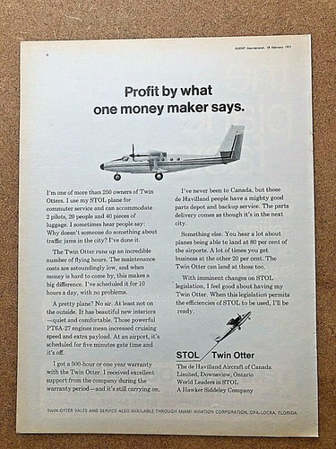 1971 vintage aircraft advert - vintage,