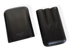 Davidoff Triple Cigar Case Holder for 3 pieces Leather Black 12x8cm Telescopic