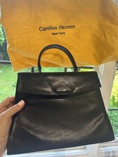 Vintage Carolina Herrera Handbag - Black Leather Snakeskin Effect